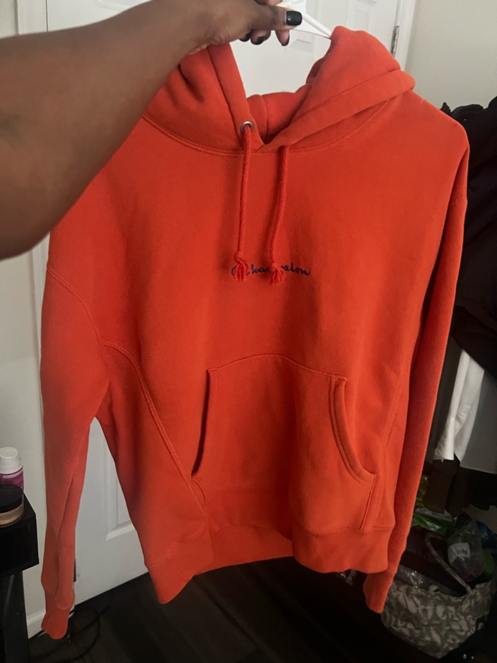 Champion Orange Women's Pullover Hoodie Sweatshirt
